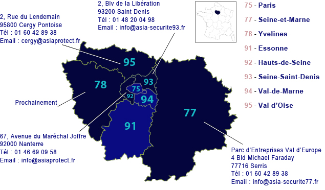 asia securite 77 ile de france Zone dintervention